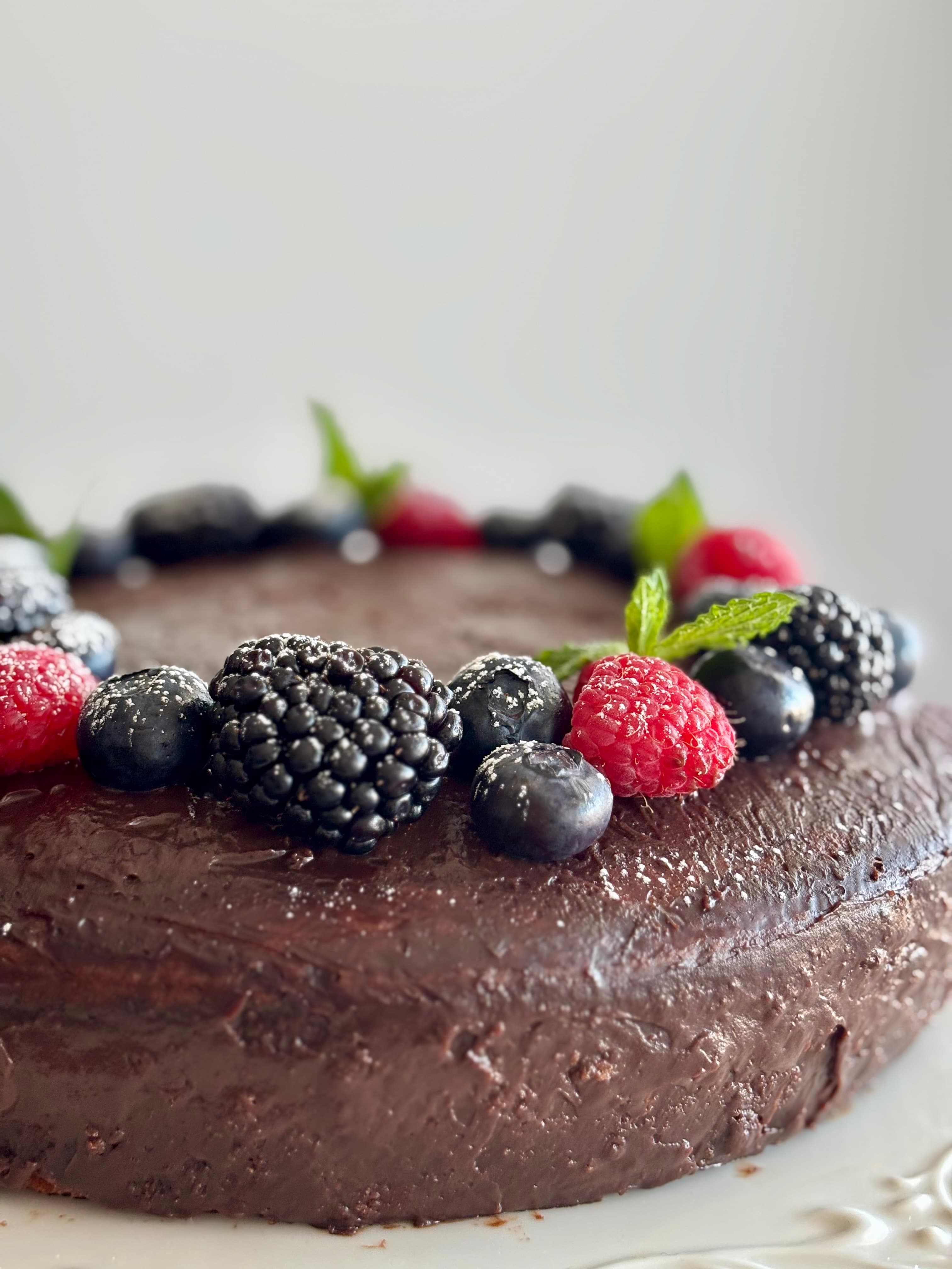 Chocolate cake decorated with rich frosting